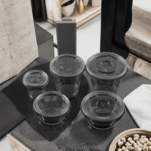 Gobelets jetables noirs en plastique à paroi simple, petits récipients premium pour condiments et sauces, idéaux pour salades et assaisonnements - Product Image 3
