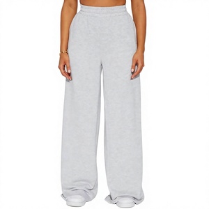Women's Custom Logo Cotton Fleece Joggers <b>Oversized</b> French Terry <b>Sweatpants</b> with Flat Front Style for Winter - Product Image 1