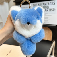 Vente en gros de porte-clés en vraie fourrure de renard, pendentif, accessoires de sac fabriqués à la main, grande taille 23cm, porte-clés coloré en fourrure de renard en peluche