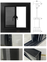 Double verre trempé clair Fenêtre en alliage d'aluminium Fenêtre coulissante en verre et fenêtre coulissante noire