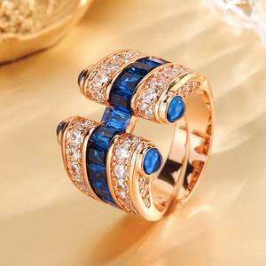 แหวนทองชุบบางประดับเพชรซิคอนหลากสีสัน ดีไซน์หรูหรา เป็นมิตรต่อสิ่งแวดล้อม ทำจากทองแดงเคลือบทองคำขาว กันน้ำ เหมาะสำหรับผู้หญิง สีโรสโกลด์ - Product Image 5