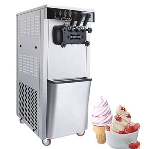 Machine à crème glacée manuelle à 3 saveurs, machine à crème glacée industrielle en libre-service avec pompe à air - Product Image 1