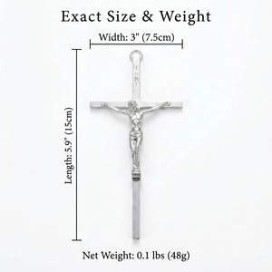 Promoção de Decorações Católicas: Cruz de Parede de Jesus Banhada a Ouro, Crucifixo, Pingentes de Bronze em Formato de Caixão Prateado, Material de Liga Metálica - Product Image 2