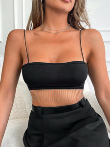 <span class=keywords><strong>Top</strong></span> corti da donna senza maniche a taglio basso, Versatile desiderio puro Sexy, nastro scorrevole, stile Casual, promozione del produttore - Product Image 4