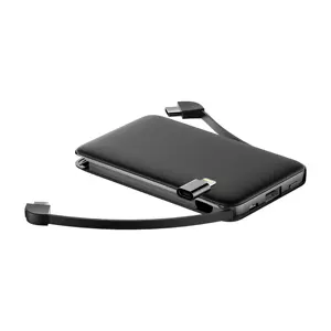 Chargeur Portable 10000mAh, batterie externe de conception compact, 3 sorties et double entrée avec double câble intégré