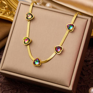 สร้อยคอจี้รูปหัวใจผีเสื้อประดับมุกเปลือกหอยและเพชรซิคอนเคลือบทอง 18k สแตนเลสใหม่ พร้อมจี้โบว์สำหรับ<span class=keywords><strong>ผู้</strong></span>หญิง - Product Image 5