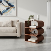 Table d'appoint moderne en bois courbé en chêne massif, table de chevet créative en forme de S, table d'appoint de salon, table de canapé, étagère de rangement nordique, meubles
