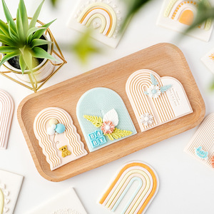 Emporte-pièces 3D personnalisés en plastique pour arche de <span class=keywords><strong>mariage</strong></span> arc-en-ciel 2026, <span class=keywords><strong>tampon</strong></span> d'embossage en acrylique pour pâte à sucre pour la pâtisserie - Product Image 2