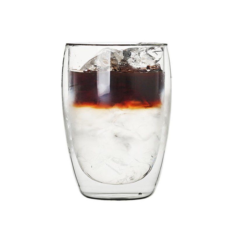 350ml 12oz double wall glass cup borosilicate drinking glass cup.