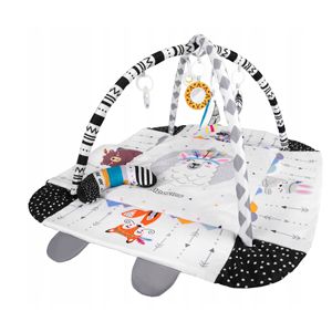 4 en 1 Multifonction Soft Toy Gym Rack 20 Balls Musical Playmat Cotton Activity Mat & Folding Fence 2cm Thick Baby Floor Cushion - Product Image 2