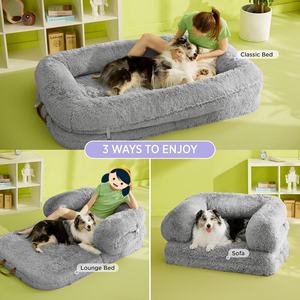 3 in 1 faltbares XL-Rechteck bett für Menschen und Hunde Solid Pattern Flexibles Polster Wasserdichter Liner Egg Foam-für Katzen - Product Image 3