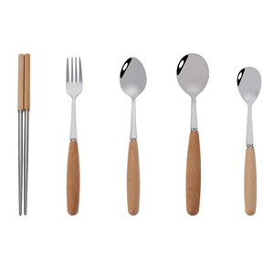 Ensemble de <span class=keywords><strong>couverts</strong></span> écologiques en <span class=keywords><strong>bois</strong></span> avec manche en <span class=keywords><strong>bois</strong></span>, fourchette, couteau et cuillère en acier inoxydable - Product Image 5