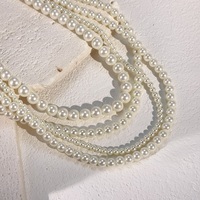 Collier de perles de 4 mm 6 mm 8 mm Chaîne en acier titane plaqué or 18 carats Collier de perles baroques pour femmes Collier ras du cou Bijoux