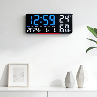 Neue Digitale Wanduhr für Wohnzimmer mit Fernbedienung, USB-Betrieb, Temperatur- und Feuchtigkeitsanzeige, Nachtlicht, Multifunktional für den Ruhestand