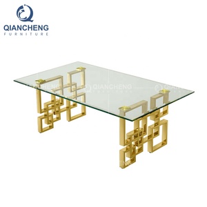 QIANCHENG – meubles de maison de luxe, fournisseur de style turc, tables en verre doré, <span class=keywords><strong>table</strong></span> basse moderne pour emboîtement - Product Image 5