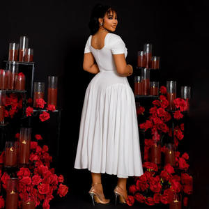 Robe grande taille pour femme la plus vendue – Robe de soirée chic et élégante, style col en V, couleur unie, sexy pour les femmes à forte poitrine - Product Image 4