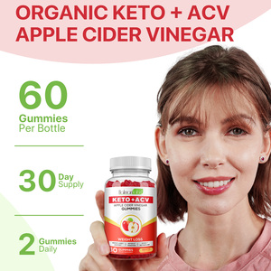 도매 개인 라벨 60pcs 체중 감량 비타민 애플 구미 ACV 보충 구미 사탕 사과 사이다 식초 케토 구미