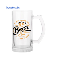 BestSub Vente en gros Tasse à bière en verre transparent personnalisée par sublimation 16 oz