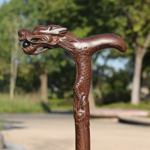 Bâton de marche en bois d'aile de poulet Zidiao 92 cm, tête de dragon, bois de séquoia massif, antidérapant, cadeau pour personnes âgées - Product Image 2