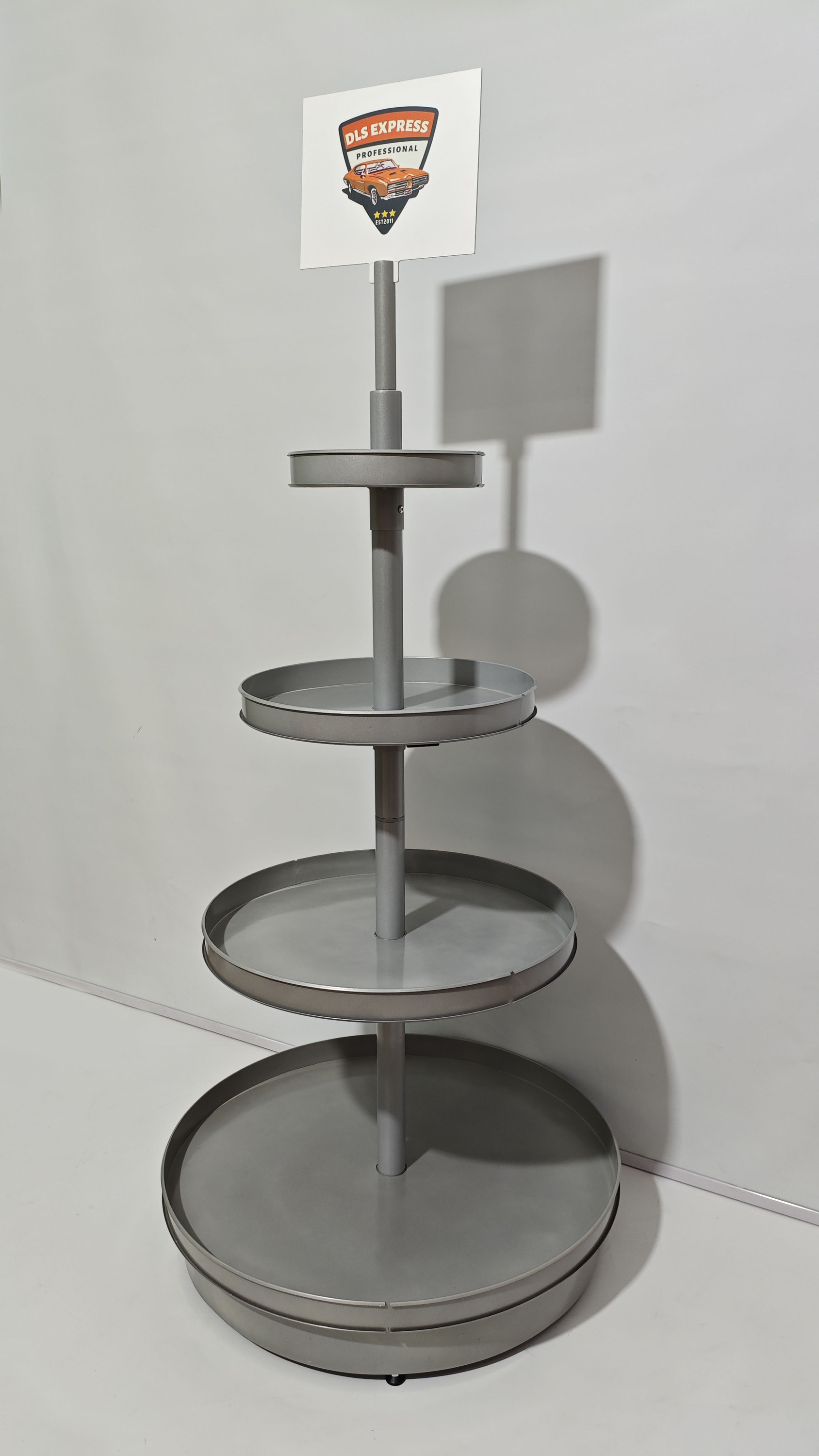 Detachable Round Wine Display Stand 4 Tier Circle Display Racks Metal Beverage Drink Shelf with Adjustable Feet — view 2