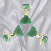 Rouleau de massage facial et oculaire en jade vert poli ODM, masseur Gua Sha en cristal imprimé au laser, anti-âge et blanchissant pour le visage, pour usage domestique