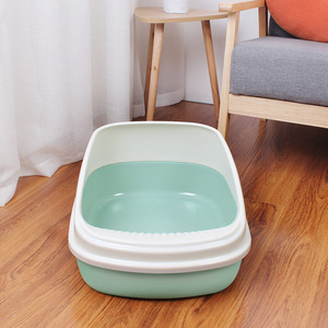 Cat Litter <b>Box</b> Semi Enclosed Rectangle PVC Material For Cats Pet Toilet <b>Large</b> Size - Product Image 1
