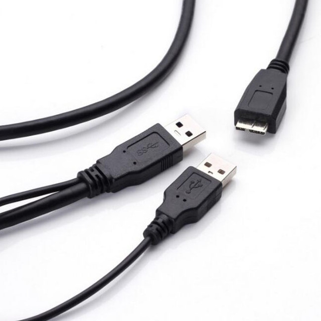 Dual USB 3.0 Type a to Micro-B USB Y Shape Power Cable for External Hard Drives