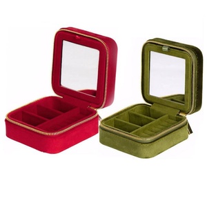Portable Velvet Mini Jewelry Organizer Practical and Stylish Girls <b>Small</b> Jewelry Boxes Organizer with Wall <b>Mirror</b> Stand - Product Image 2