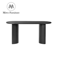 Bureau de direction moderne pour la maison et le bureau, table d'écriture et de jeu pour ordinateur, bureau de réception ovale en bois noir
