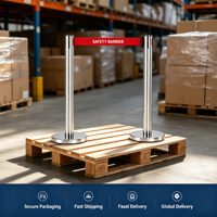 Poteau de guidage rétractable en acier inoxydable avec barrière à sangle pour la gestion des files d'attente et le contrôle des foules, pour Musées, Banques, Événements, OEM