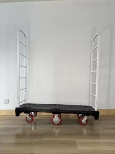 Troli Dorong Baja Berat Enam Roda Model U-Boat, Platform Troli Utilitas, Kapasitas 400kg, Keranjang Belanja Merah - Product Image 3