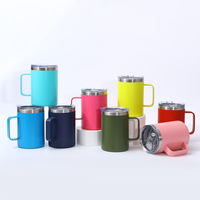 2025 USA Entrepôt 12 oz 14 oz 24 oz En Acier Inoxydable Sublimation Blancs Gobelet À Café Tasse Avec Poignée pour Sublimation