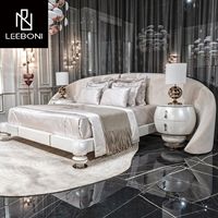 2024 Designer Nouveau Européen Haut De Gamme Villa Meubles De Luxe Velours Lit Grande Tête De Lit Ensemble De Lit King Size Lit