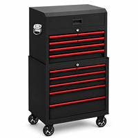 Armoire à outils roulante classique en acier robuste avec roulettes verrouillables, glissières à roulement à billes, haute capacité de charge