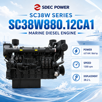 Moteur diesel marin refroidi par eau SDEC SC38W880.12CA1 866HP 637kW 6 cylindres 1200 tr/min pour remorqueur, bateau de pêche, navire de transport de marchandises
