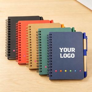 Promotional Custom Logo <b>Lined</b> Spiral <b>Notebooks</b> with Sticky Notes Pad and Ballpoint Pen Memo Pads Custom - Product Image 1