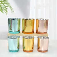 8oz 10oz 14oz glänzende galvanisierte Champagner-Kerzenbehälter luxuriöse Glaskerzengläser mit metall-gold-Deckel