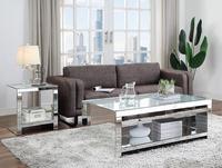 Nouveaux ensembles de meubles de salon, table d'appoint en miroir argenté avec dessus en diamant écrasé, table basse