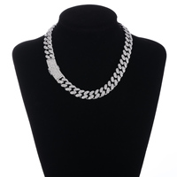 Offre Spéciale Hiphop glacé mode alliage cristal bijoux argent billet plaque forme pendentif avec chaîne collier ensemble