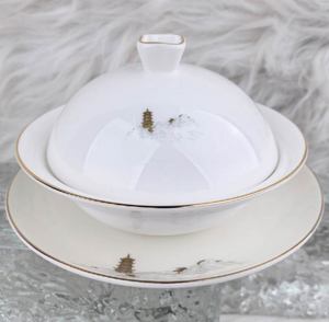 Juego de vajilla chino con impresión de la Pagoda del Lago Oeste, decoración con borde dorado a mano, vajilla de lujo para hotel, banquete de boda, restaurante - Product Image 5