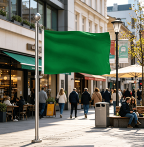 Drapeau rectangulaire personnalisable Yabee en polyester vert, durable, résistant aux intempéries, écologique, impression par sublimation couleur pour fêtes - Product Image 2