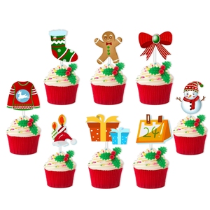 Banderines Decorativos con Temática Navideña, Juego de 12 Piezas <span class=keywords><strong>para</strong></span> Decoración Festiva de Postres, Ideal <span class=keywords><strong>para</strong></span> Cupcakes, Pasteles y Exhibiciones de <span class=keywords><strong>Comida</strong></span> <span class=keywords><strong>para</strong></span> Fiestas - Product Image 2