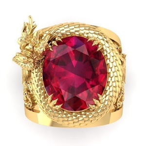 Anello Creativo con Doppio Drago che Gioca con la Perla, Pietra Brillante Intarsiata, Ornamento per Mani alla Moda - Product Image 3