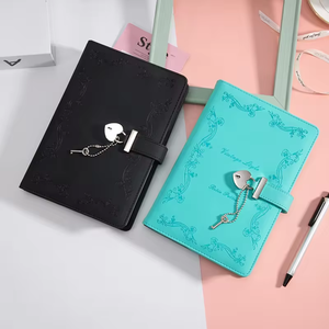 कस्टमाइज़ लोगो A5 PU लेदर पिंक नोटबुक पेन डायरी बुक के साथ लॉक गिफ्ट बॉक्स सेट स्कूल स्टेशनरी सप्लाई के लिए A5 नोटबुक - Product Image 4