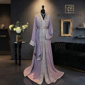 Robe caftan marocaine haut de gamme en satin, ornée de perles, infroissable, respirante, naturelle, longueur ras du sol, imprimé floral, col montant - Product Image 3