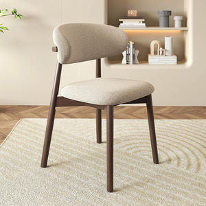 Modern Ergonomic Solid Wood Dining Chair with Leather Upholstered <b>Backrest</b> for Home Use - Product Image 3