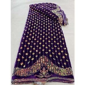 Nueva llegada de tela de encaje de <span class=keywords><strong>terciopelo</strong></span> africano de alta calidad con lentejuelas y cuentas para mujeres vestidos nigerianos de fiesta - Product Image 1