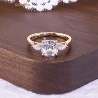 Bague à trois pierres en moissanite taille Asscher pour femme, en argent sterling 925, avec pierres latérales en poire de 0,8, 2, 3, 5 carats, vente en gros directe usine sur mesure