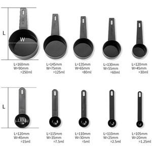 Reusable Kitchen Baking Tools 10 Pieces Black Color Plastic Measuring Cup and Measuring <b>Spoon</b> Set with Storage <b>Ring</b> - Product Image 6