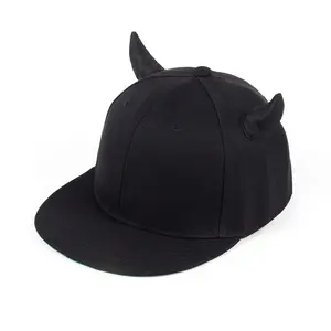 Wholesale Price Men's Ox Horn Street Fashion Sunshine Hat Black Baseball Cap With Ears